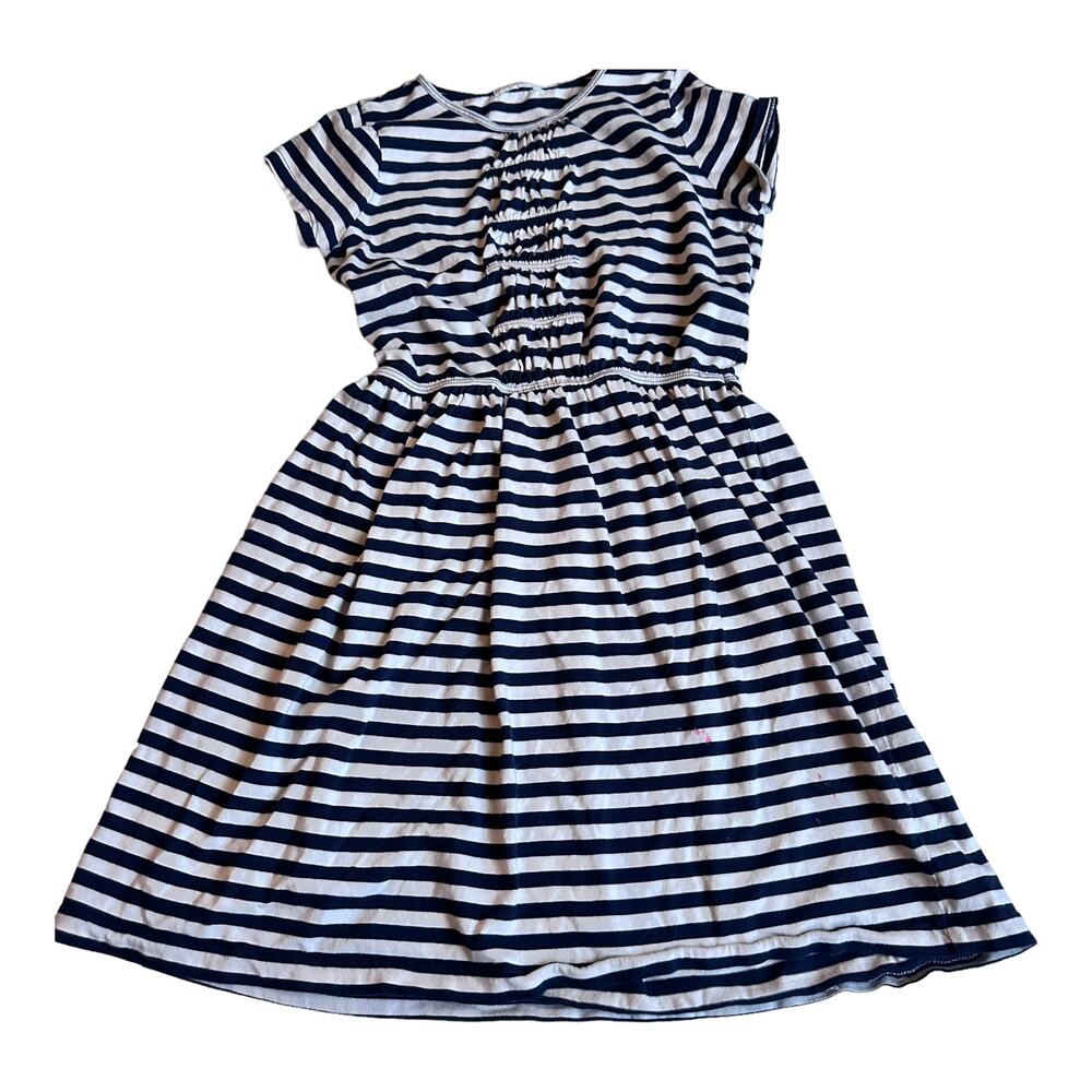 Crewcuts Girls' Cream & Black Striped Smocked Dress - Size 12